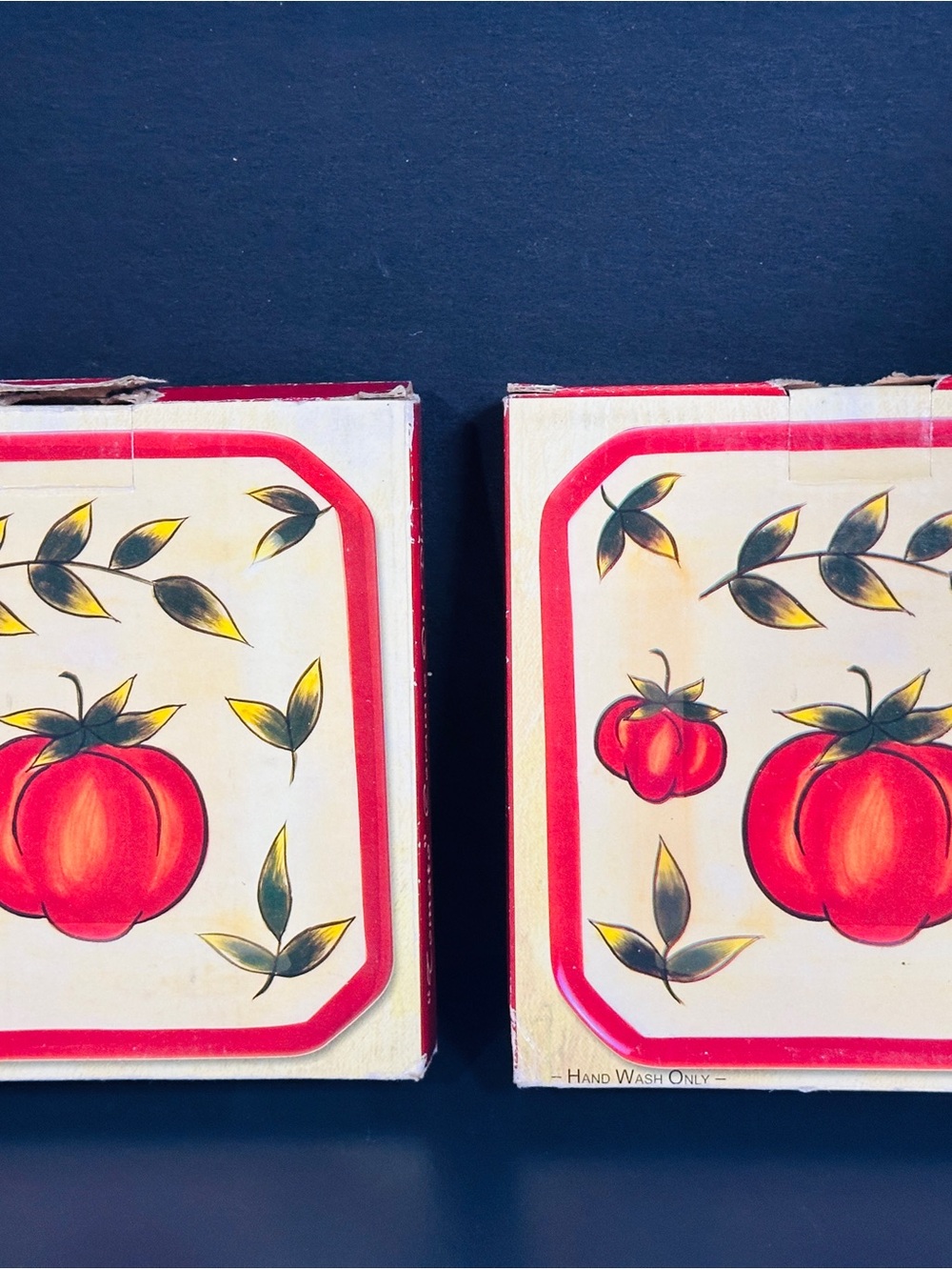 Giftco Square Ceramic Appetizer Plates Set of 2 Tomato Mediterranean